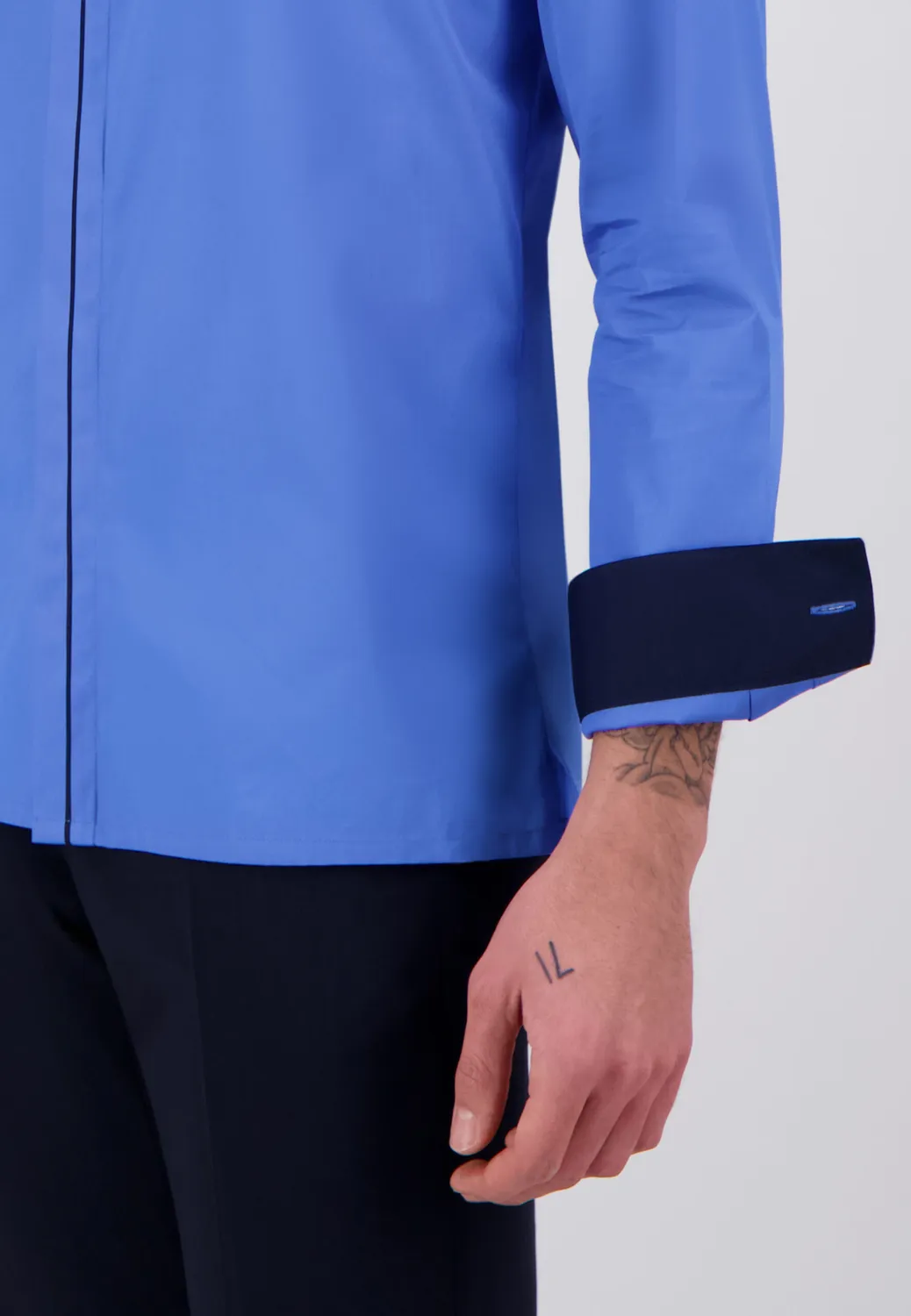Pierre Talamon chemise contraste bleu navy