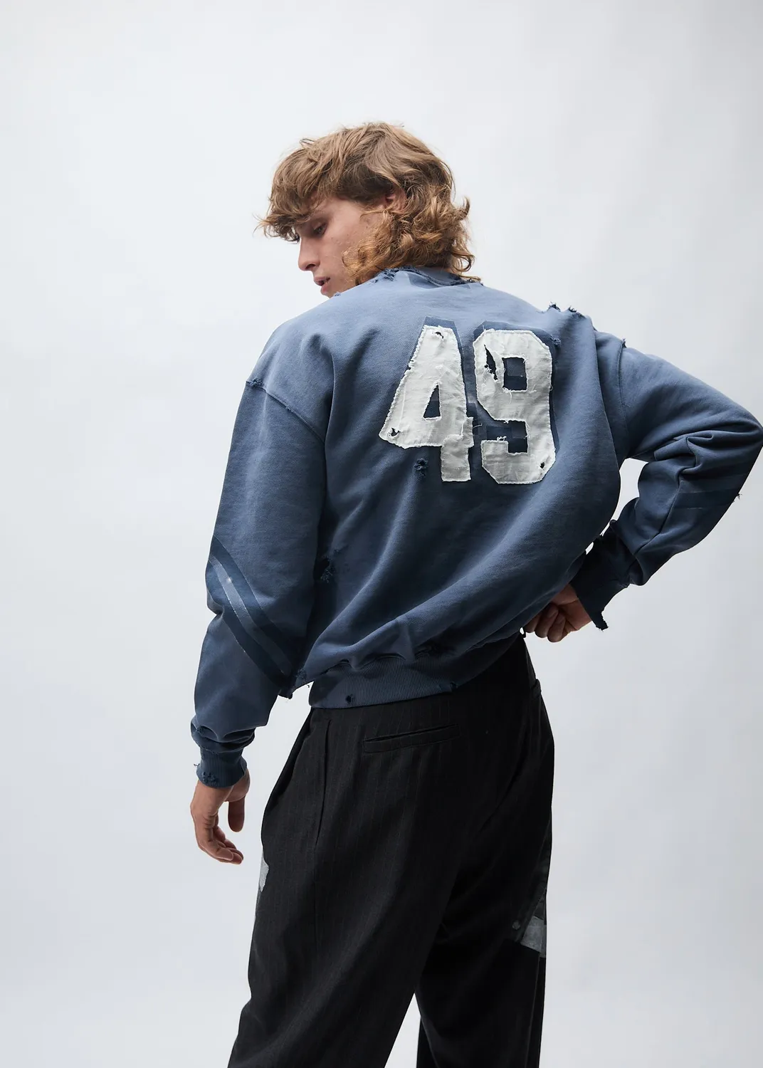 PAOLO LEDUC Lucky 49 sweat col rond bleu marine coton bio