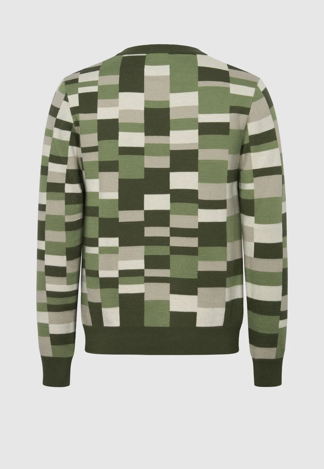 Pierre Talamon jacquard pull carreaux verts mérinos