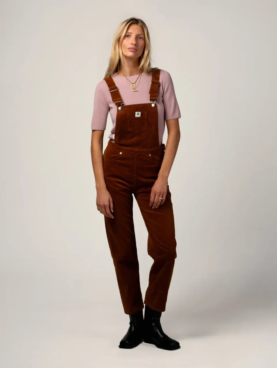 COTELÉ PARIS Mom salopette camel velours bio