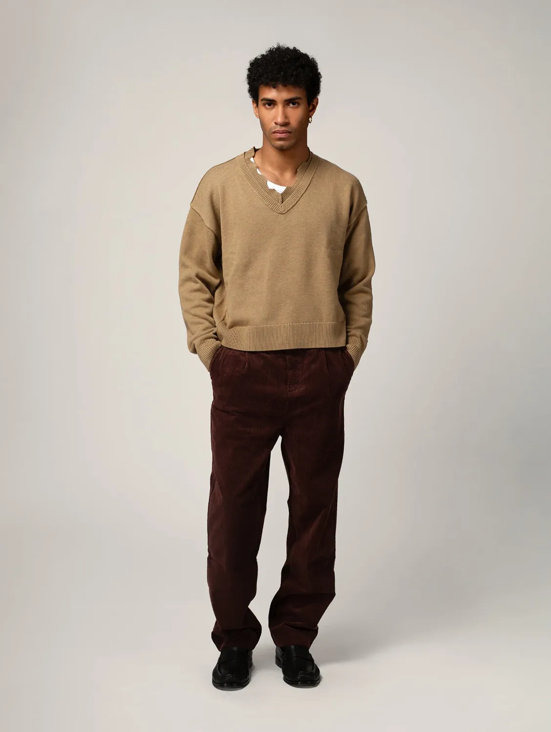 Cotelé Paris Pince chocolat pantalon velours coupe droite