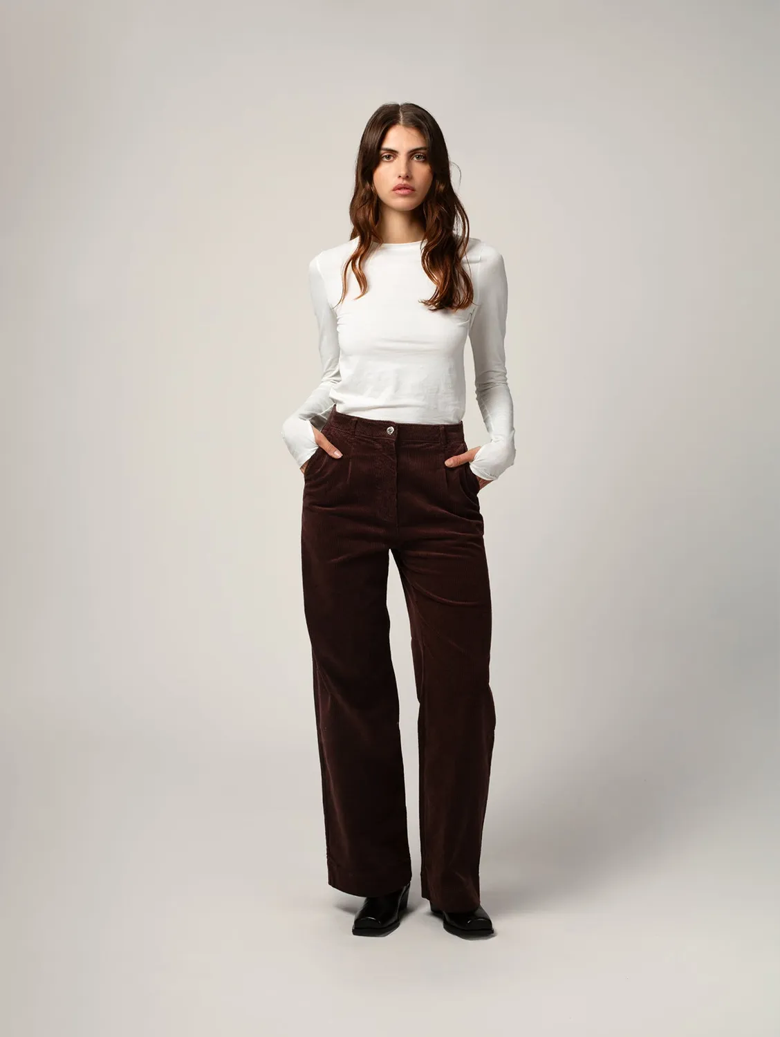 Cotelé Paris Pantalon Pince Chocolat velours