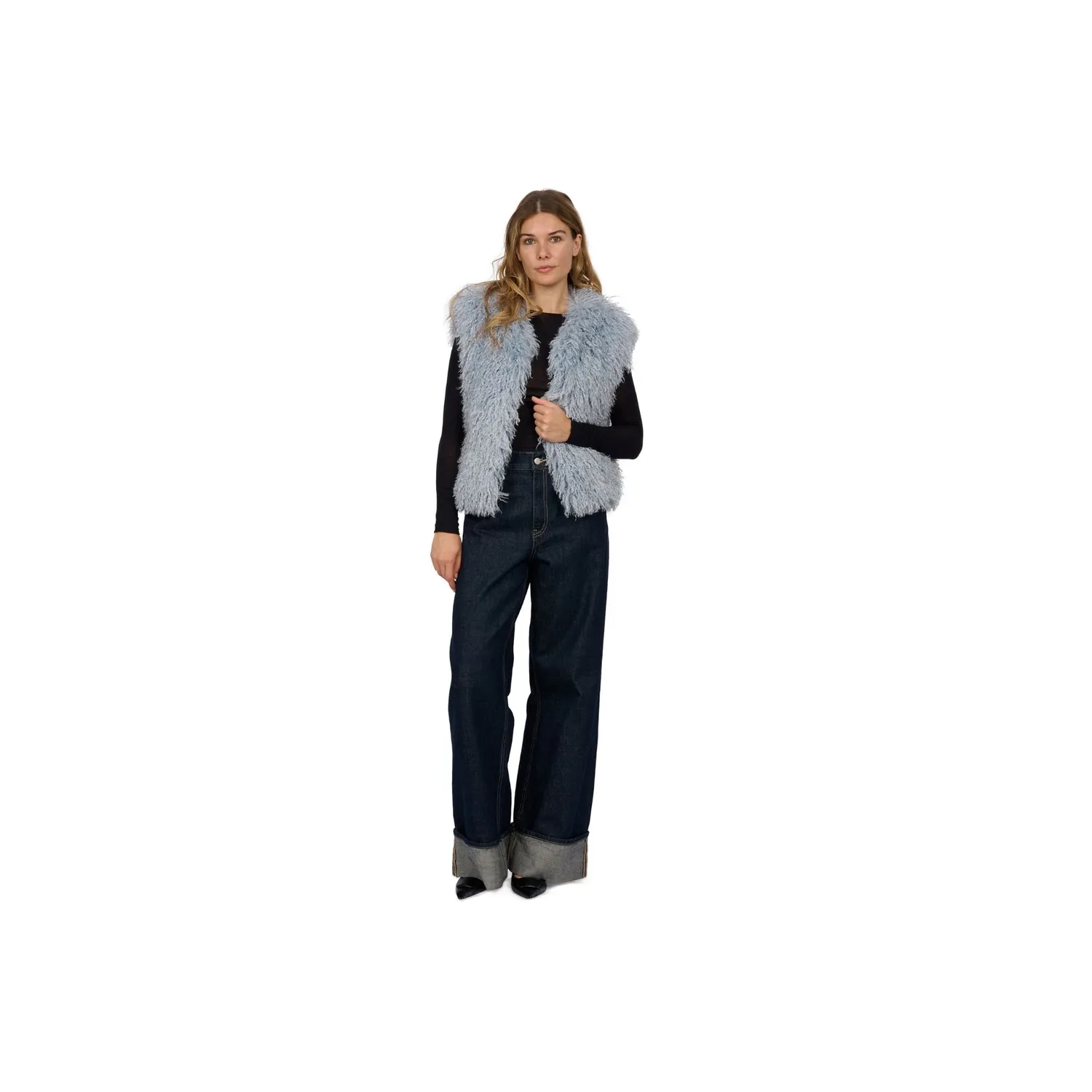 Oakwood Beth gilet fausse fourrure bleu glacier