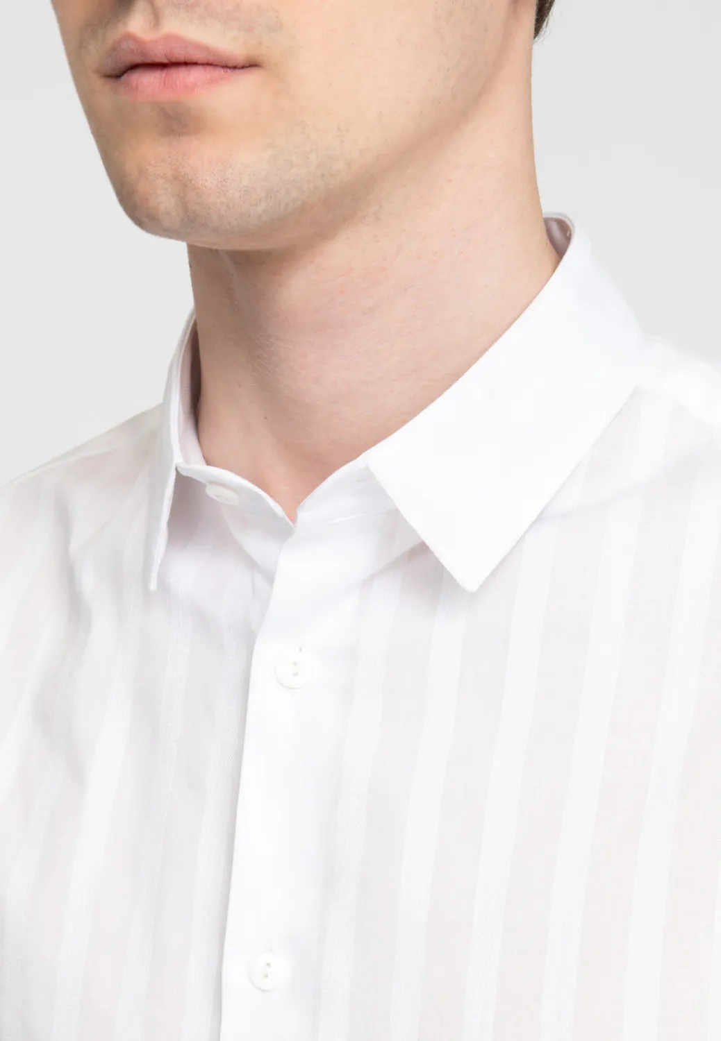 Pierre Talamon chemise blanche à rayures homme