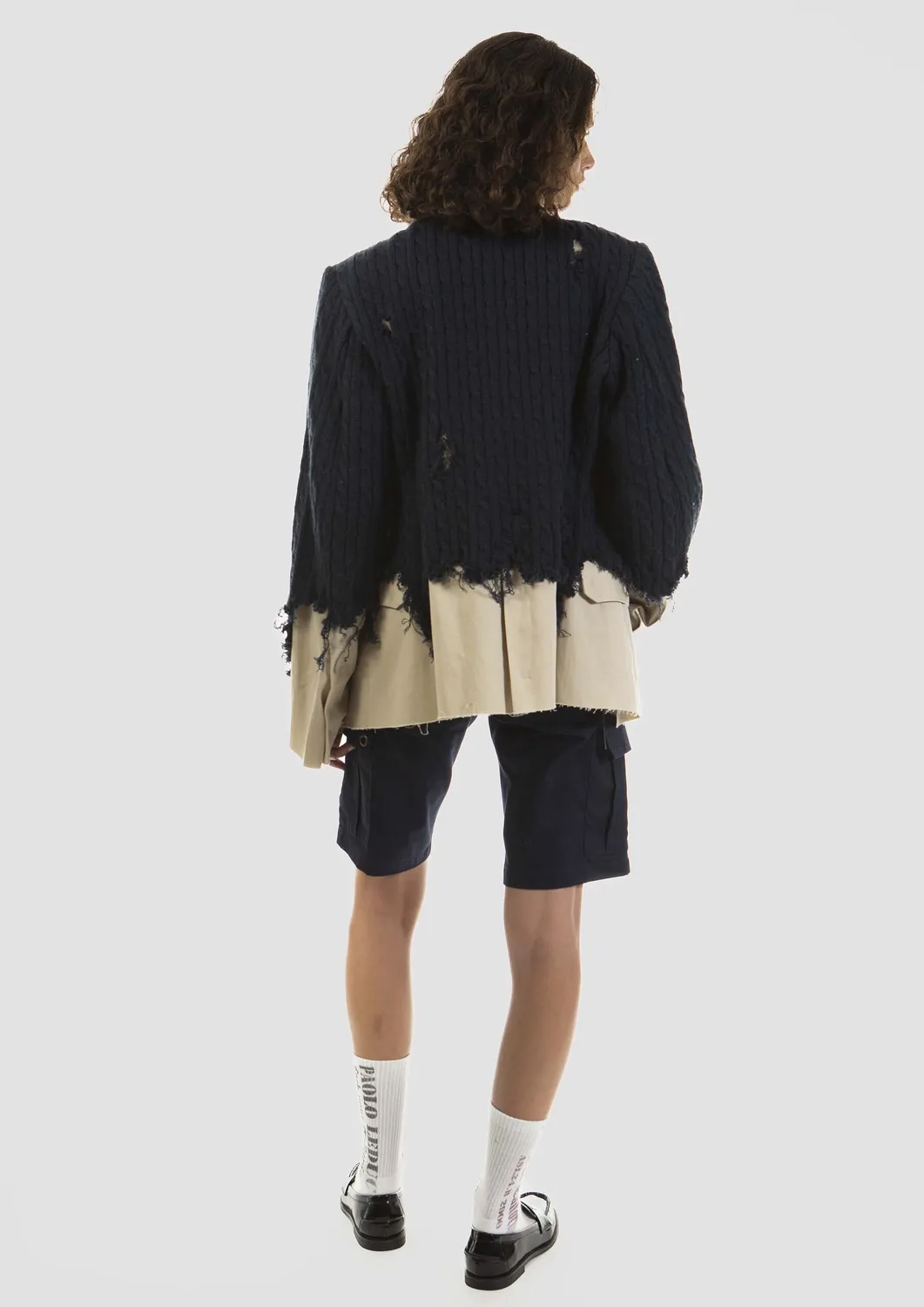 Paolo Leduc Cross-bred Sweater Blazer trompe-l'œil crème