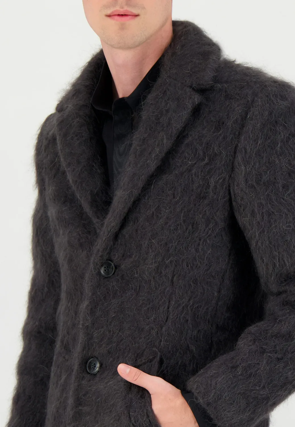 Pierre Talamon manteau mohair gris chaud