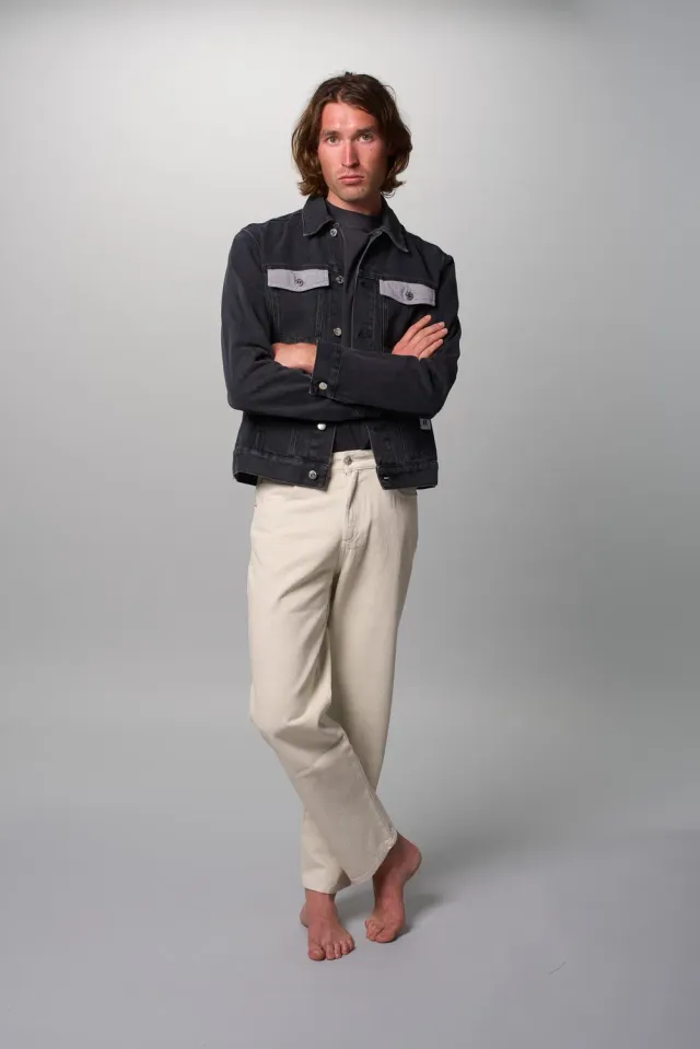 Cotelé Paris Jim veste homme anthracite denim coton