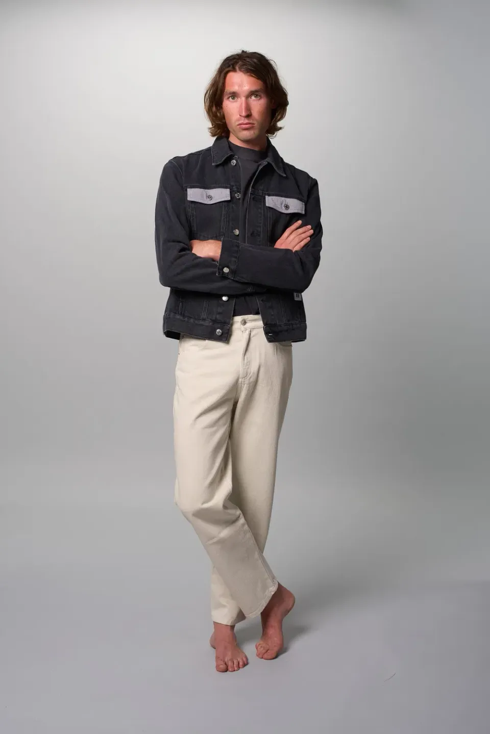 Cotelé Paris Jim veste homme anthracite denim coton