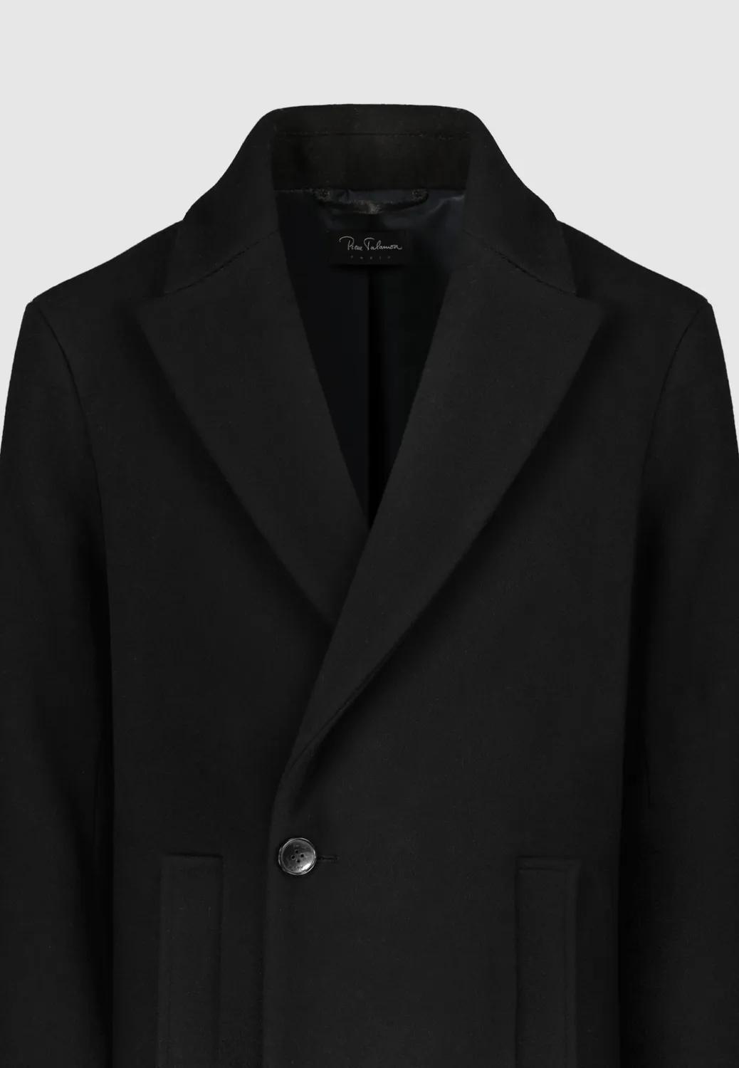 Pierre Talamon manteau croisé noir coupe droite