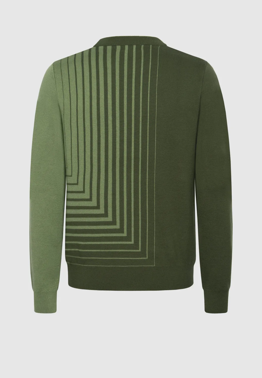 Pierre Talamon Pull jacquard mérinos vert motif géométrique