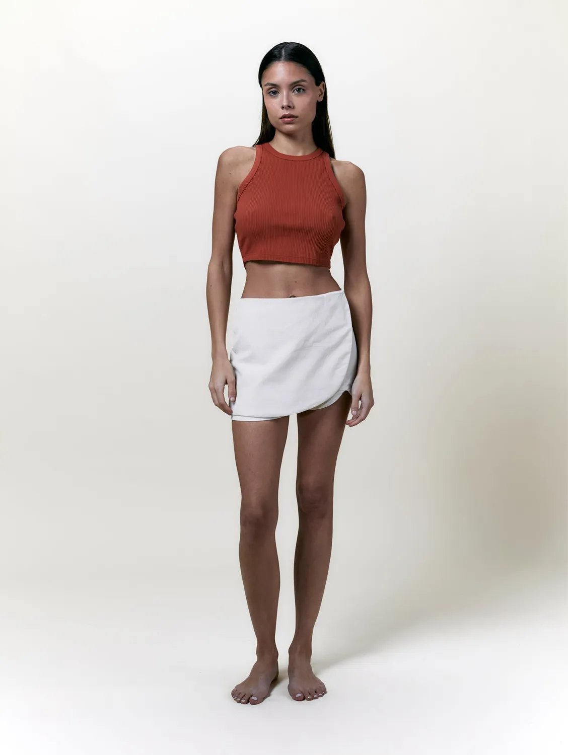 Cotelé Paris Portefeuille Écru jupe-short écru