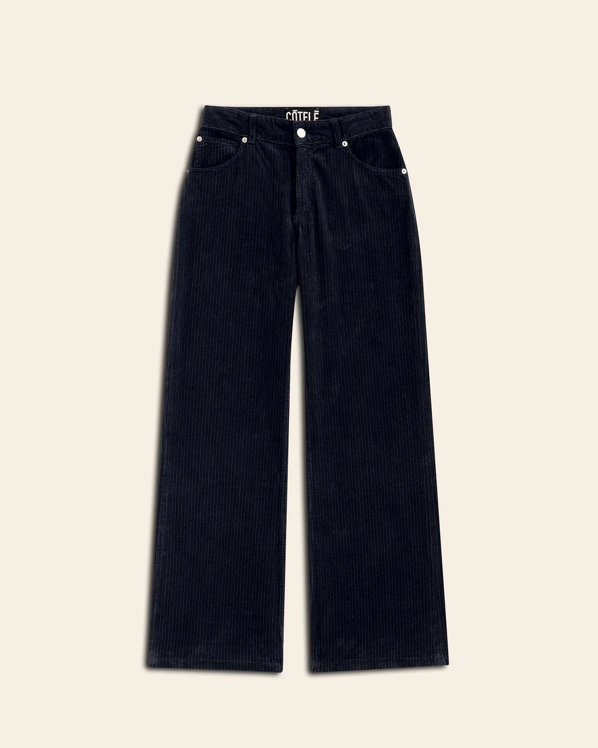 Cotelé Paris Flare pantalon femme navy velours
