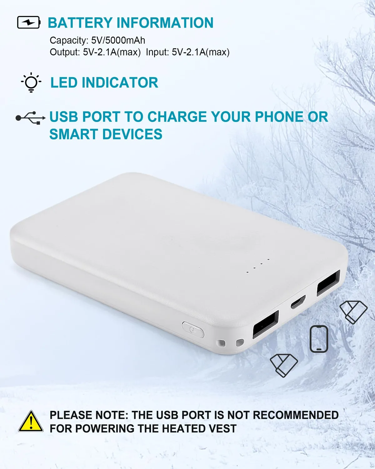 Vapesoon Écharpe Chauffante Noire Batterie 5000 mAh