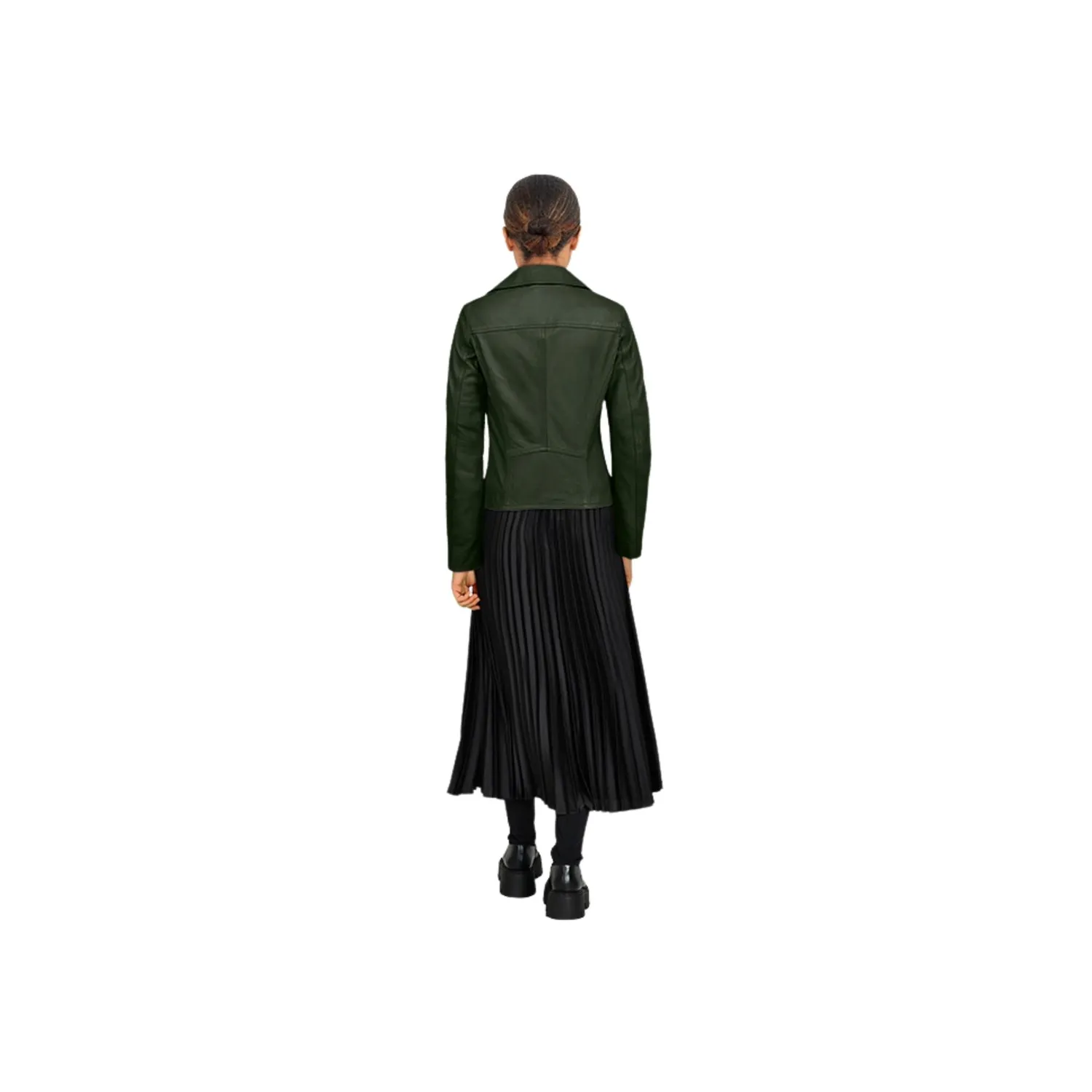 Oakwood Clips 64624 blouson cuir femme vert foncé