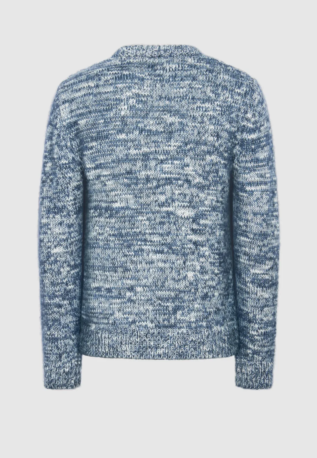 Pierre Talamon pull laine épaisse bleu blanc chiné