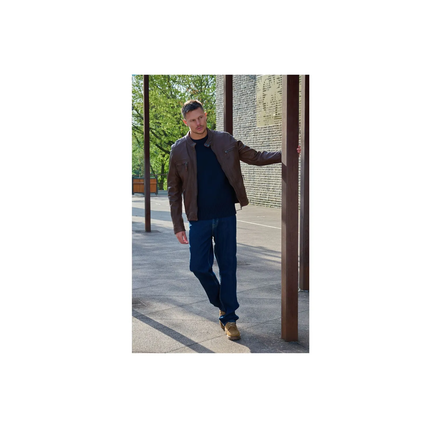 Oakwood Casey 60901 blouson cuir homme cacao slim