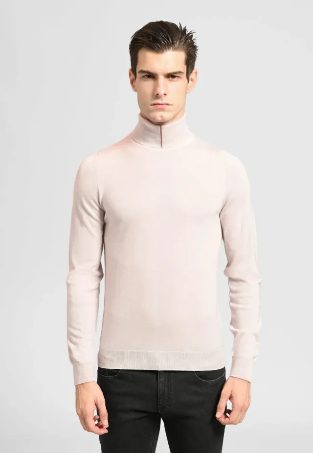 Pierre Talamon col roulé pull beige col roulé