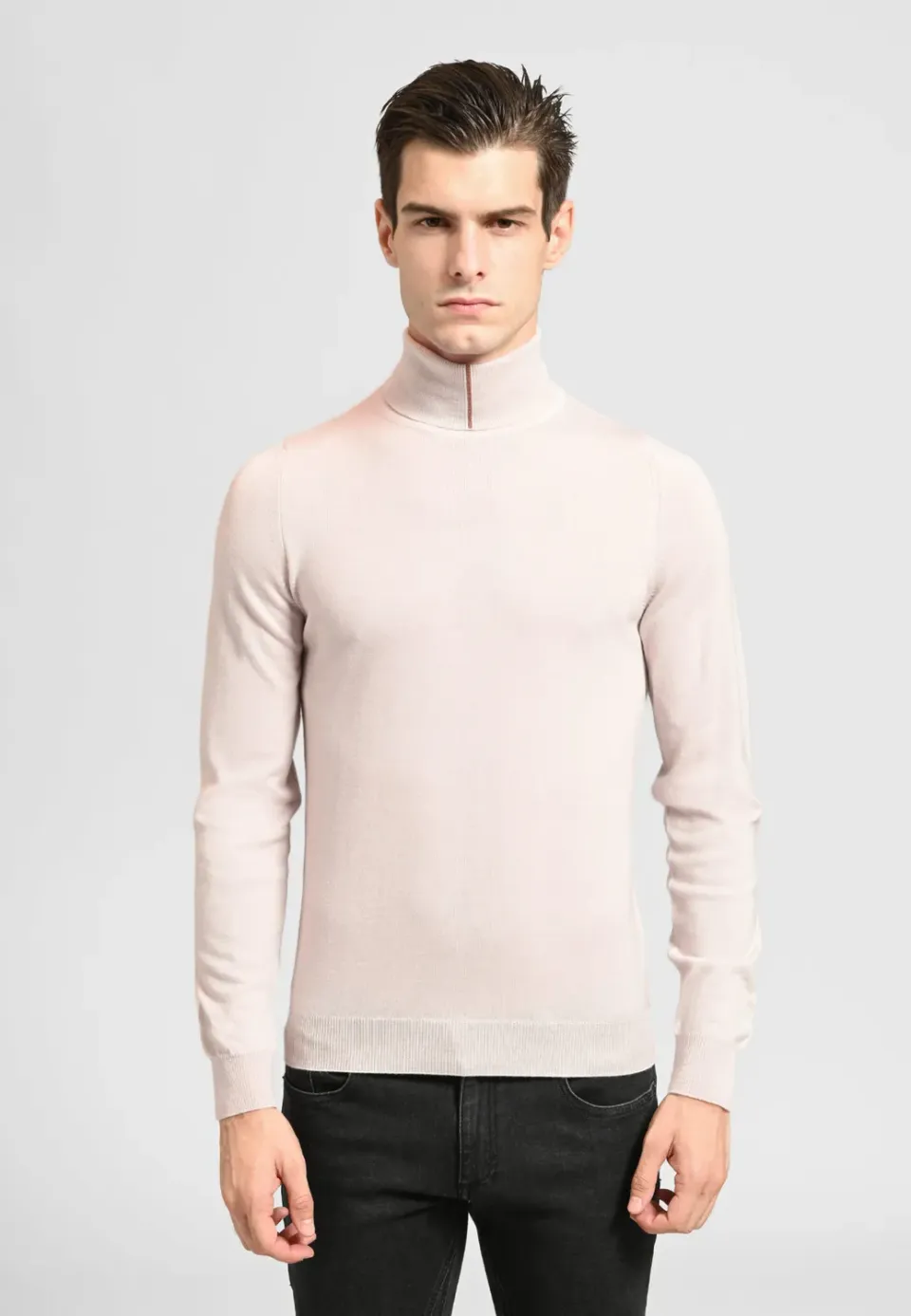 Pierre Talamon col roulé pull beige col roulé
