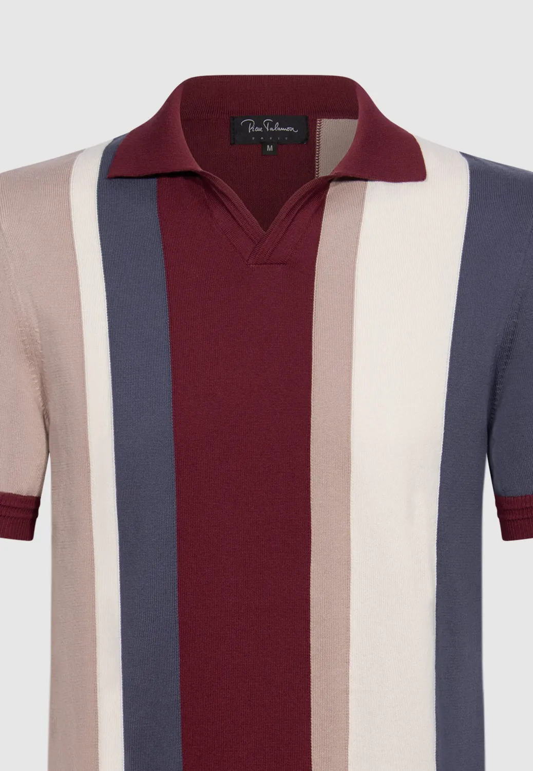 Pierre Talamon polo rayures multicolores bordeaux coton