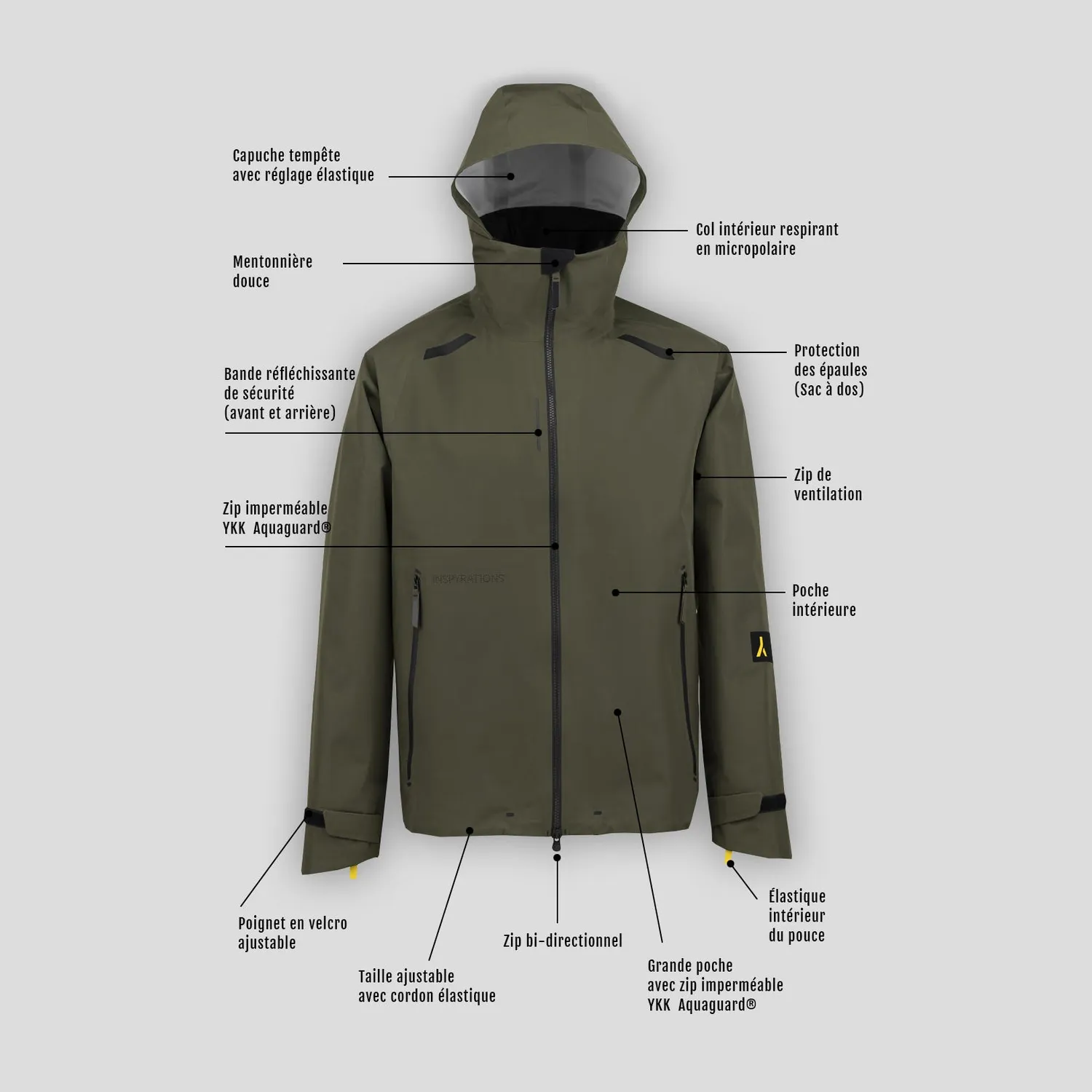 INSPYRATIONS OUTSYDER 3L veste homme jaune imperméable
