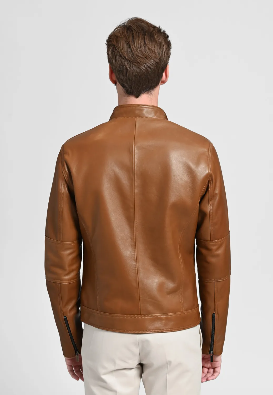 Pierre Talamon Camel perfecto cuir camel zippé