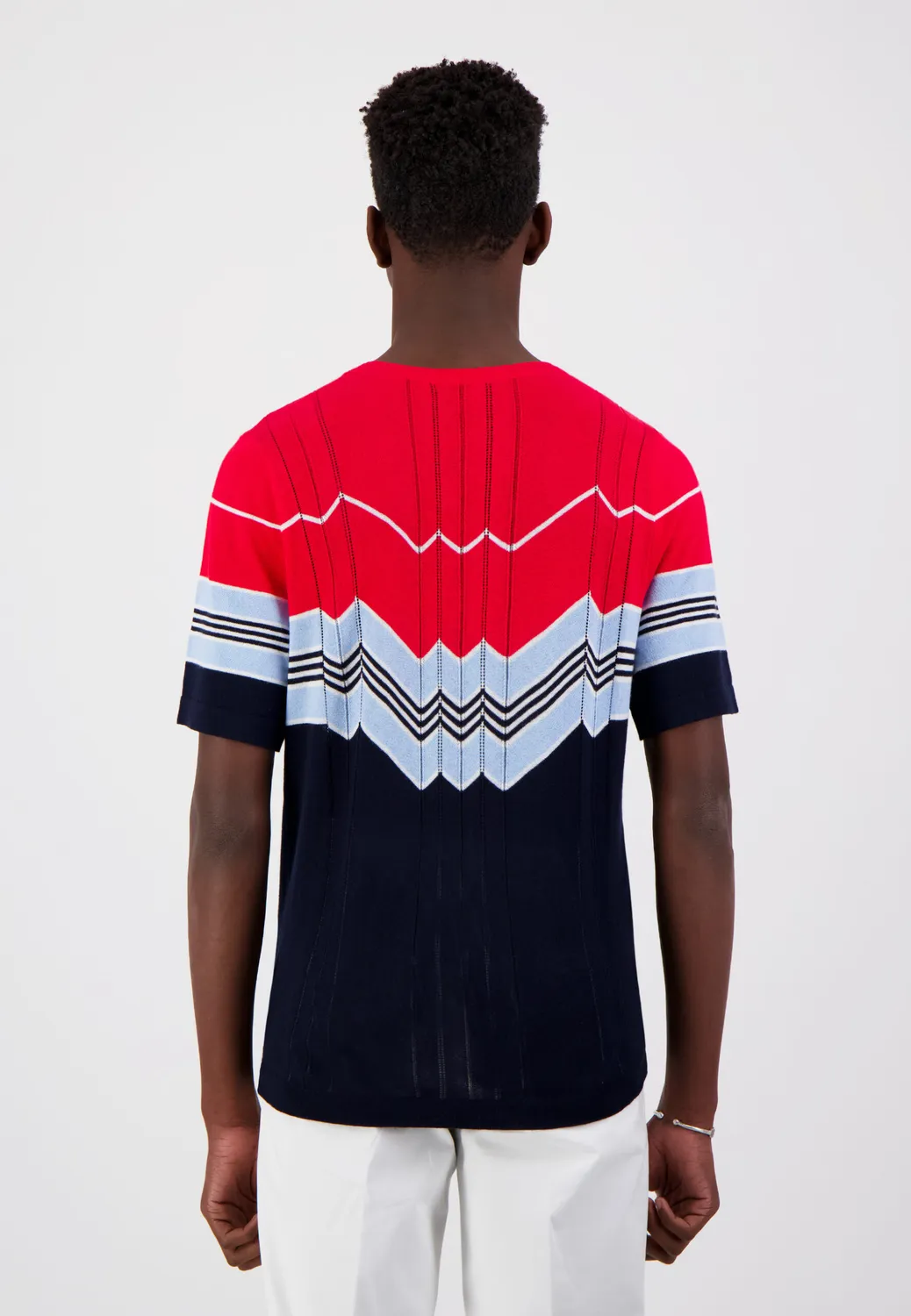 Pierre Talamon Sunrise t-shirt rayé rouge navy