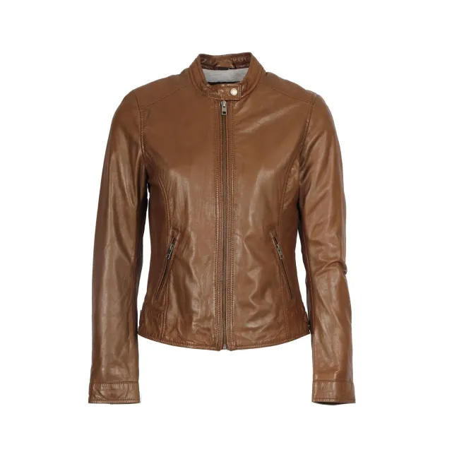 Oakwood Karine 64842 blouson cuir tabacco col mao