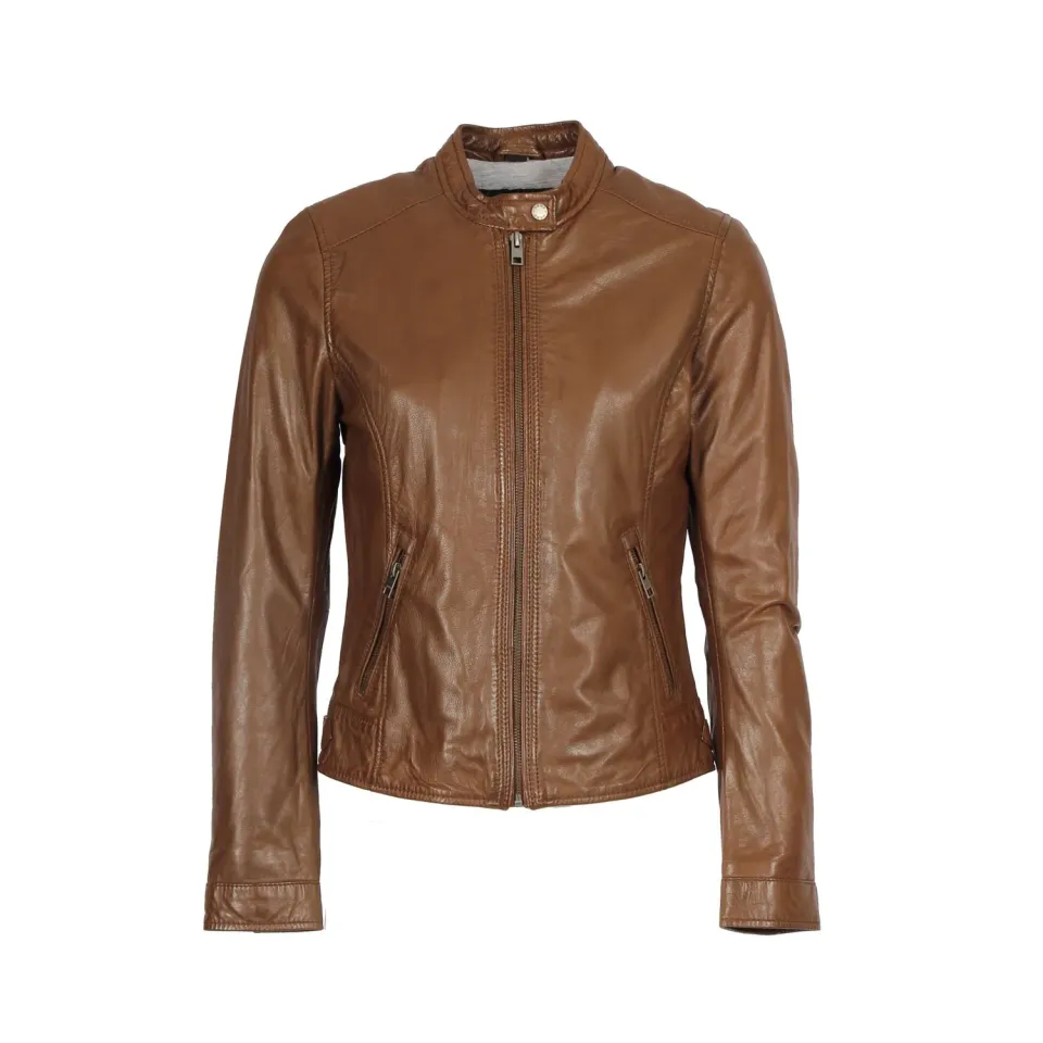 Oakwood Karine 64842 blouson cuir tabacco col mao