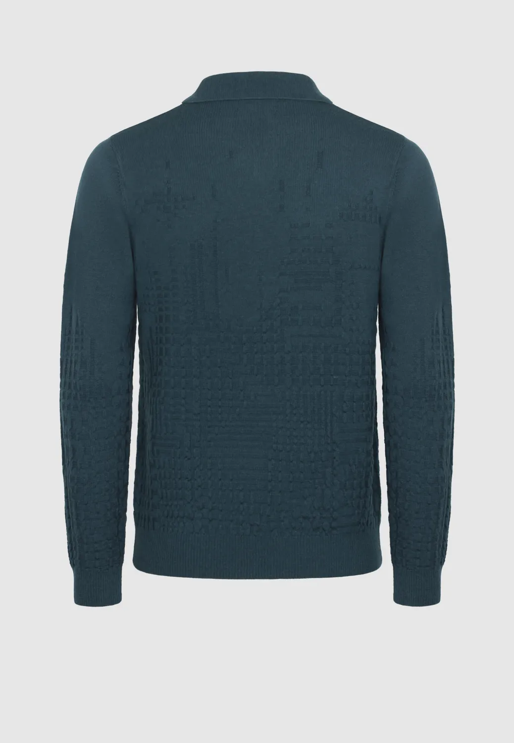 Pierre Talamon Structure polo bleu gris mérinos homme