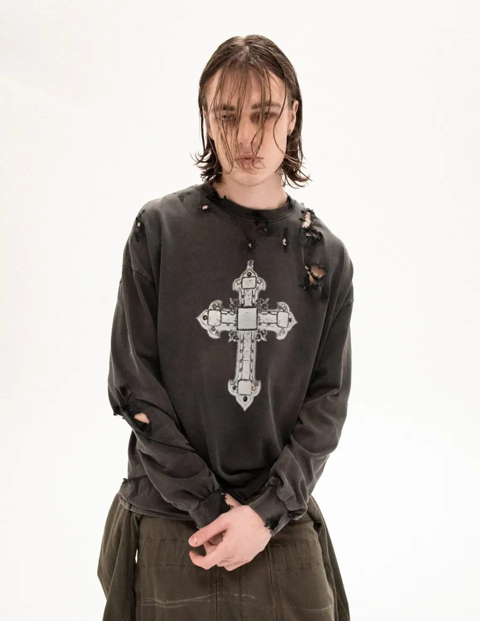 Paolo Leduc Gothic Cross t-shirt manches longues coton bio