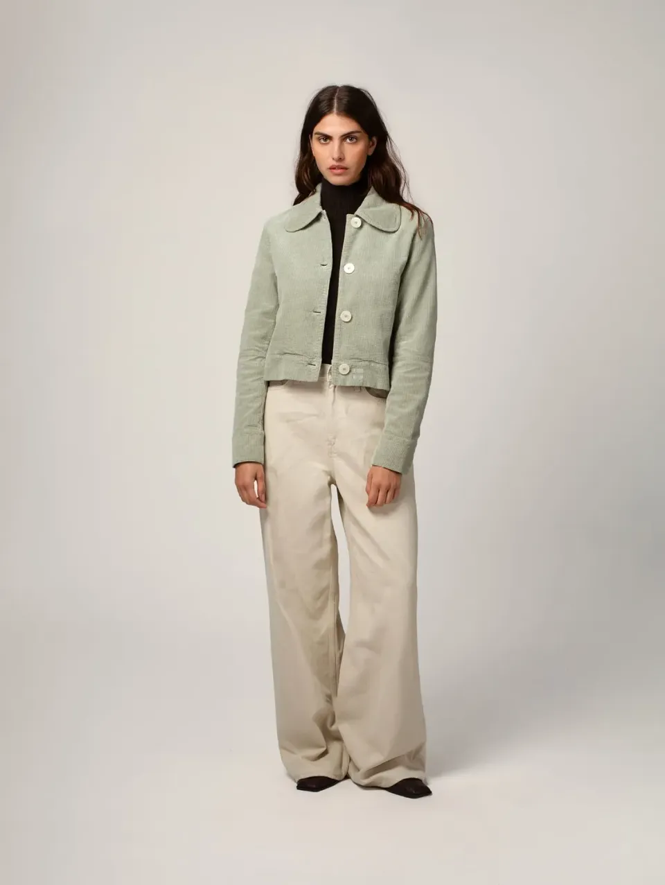 Cotelé Paris Daisy veste velours côtelé sauge