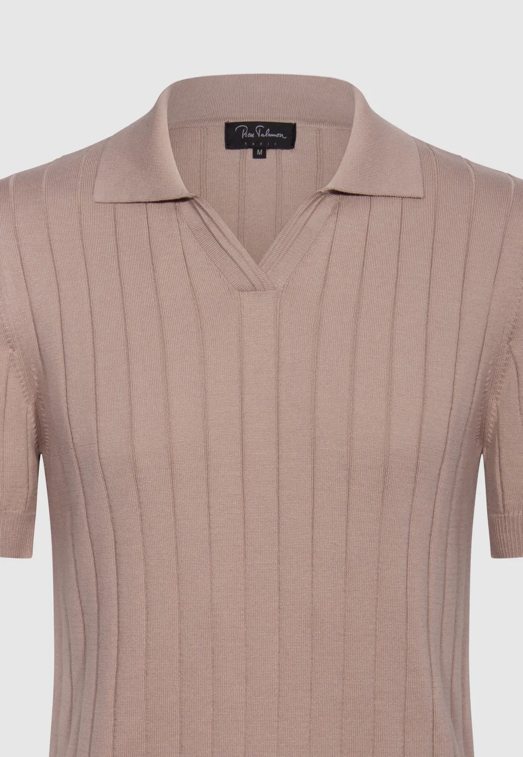Pierre Talamon Derby polo rose cendré rayures coton