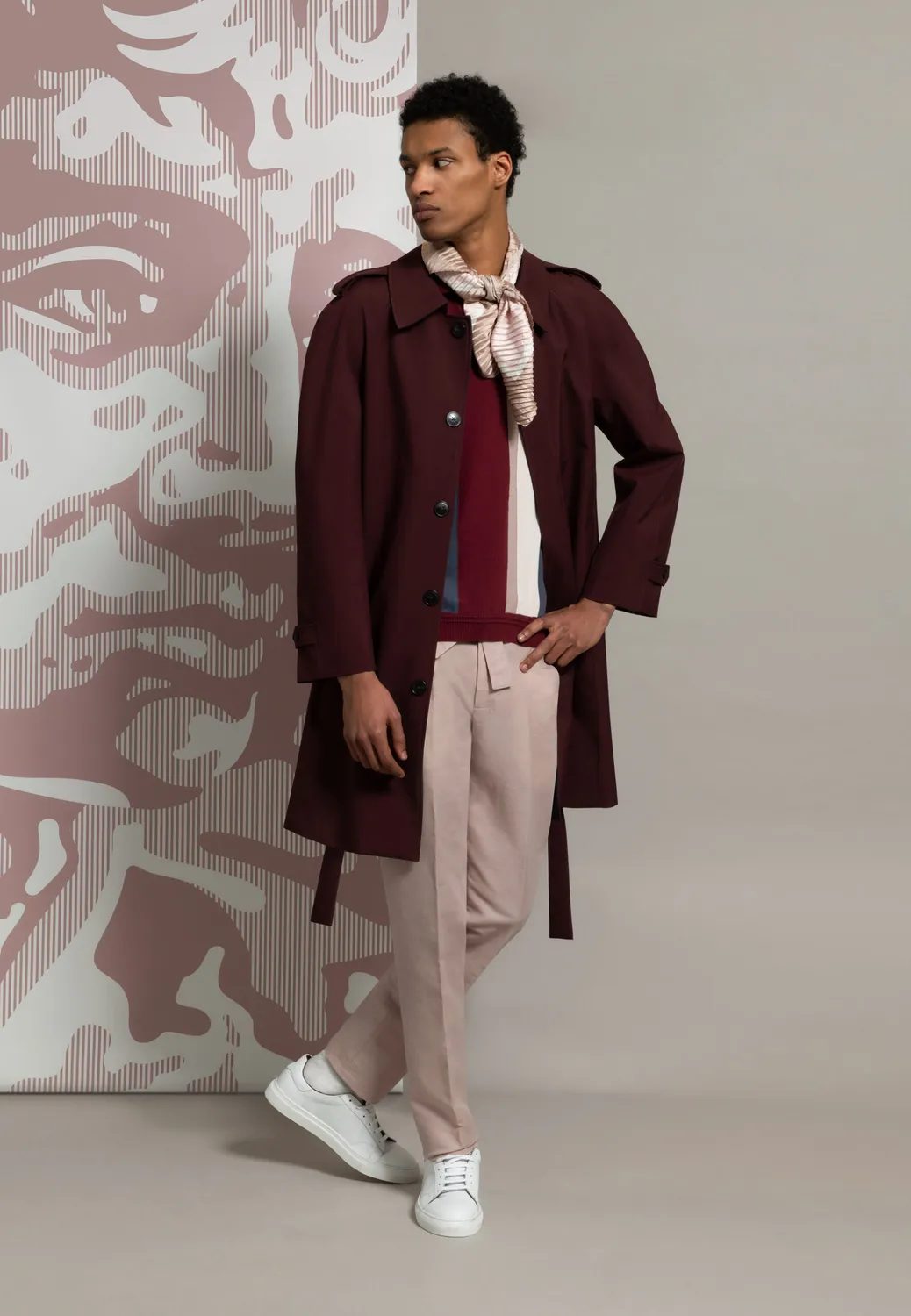 Pierre Talamon polo rayures multicolores bordeaux coton