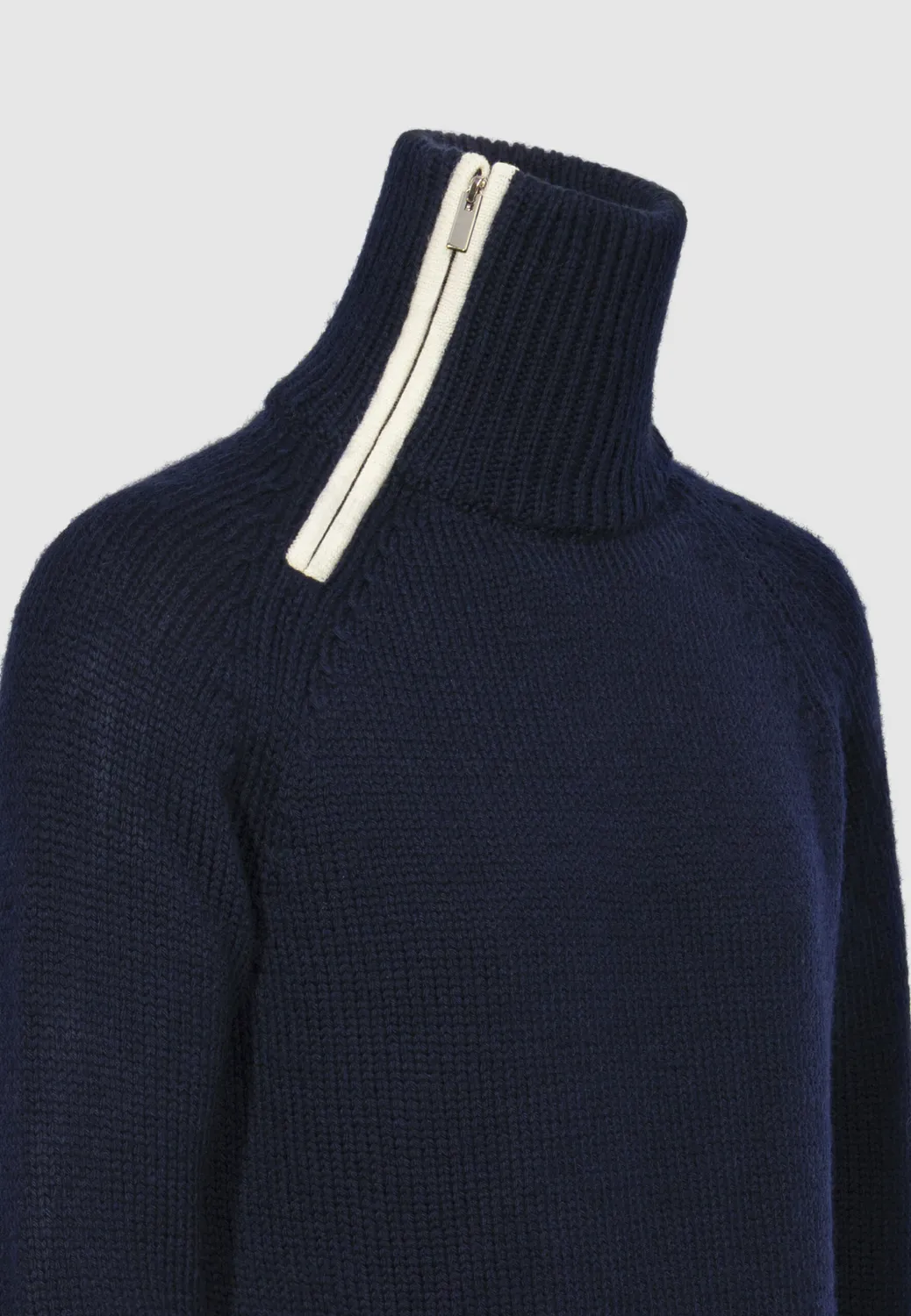 Pierre Talamon pull marine col zippé laine épaisse