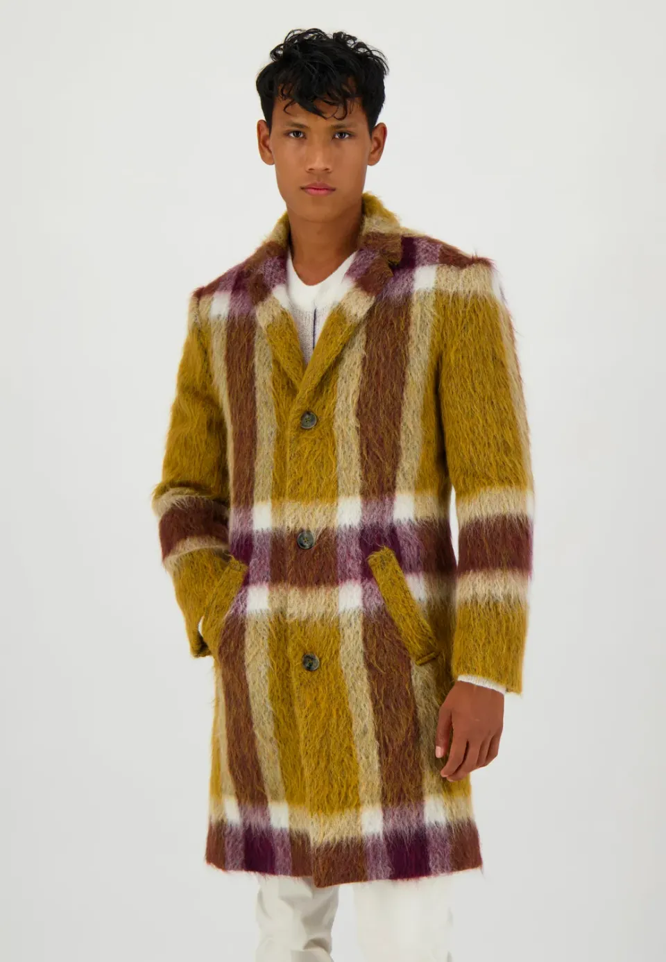 Pierre Talamon manteau laine à carreaux homme hiver