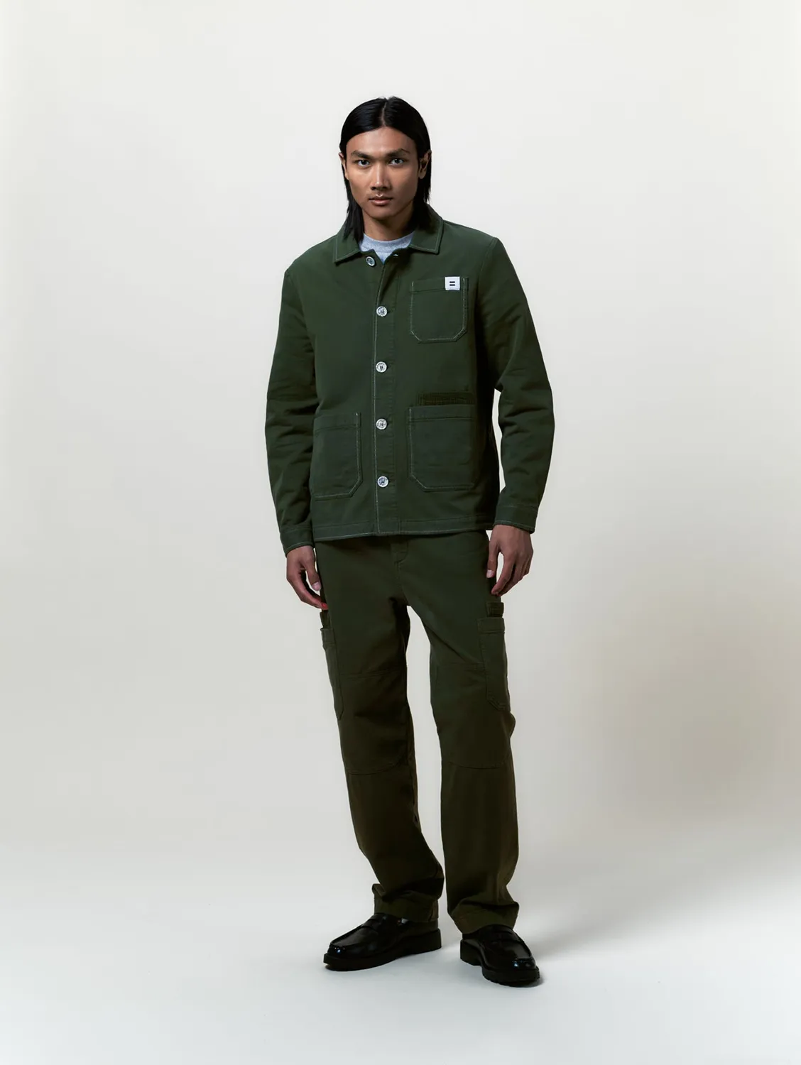 Cotelé Paris Pantalon Cargo Toile olive coton bio