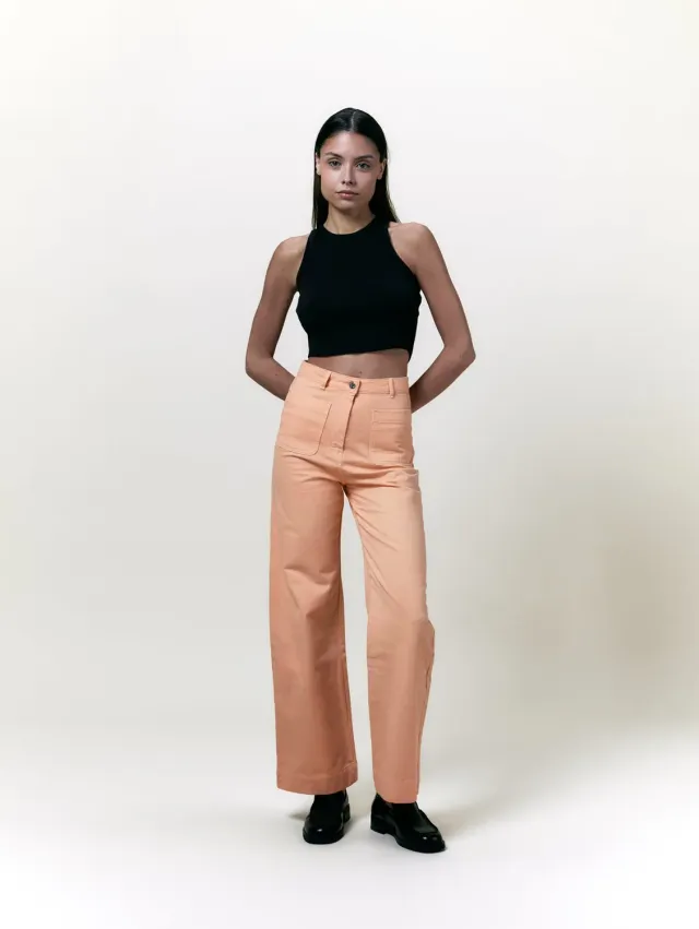 Cotelé Paris Pantalon Jane Pêche toile coton