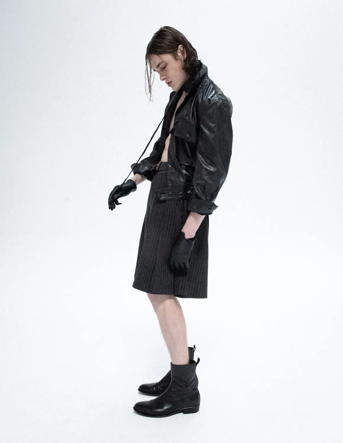 Paolo Leduc Strictly Business jupe kilt laine grise longue