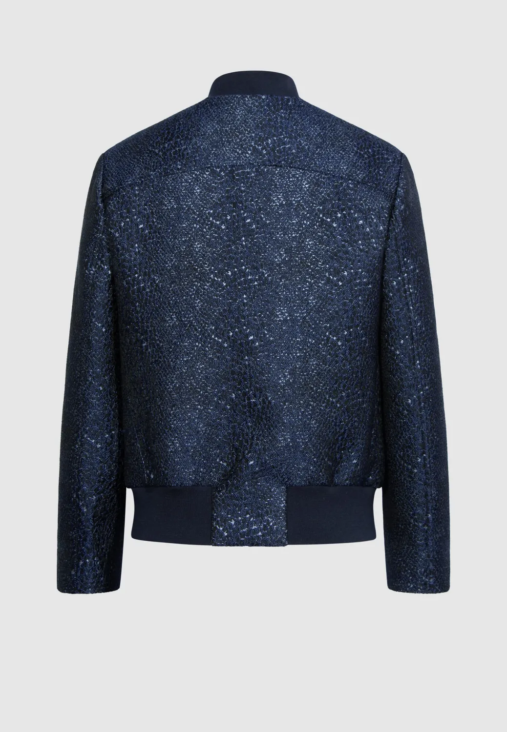 Pierre Talamon Blouson teddy serpent bleu jacquard
