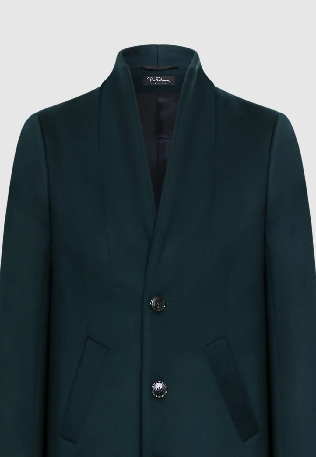 Pierre Talamon col montant manteau long col montant