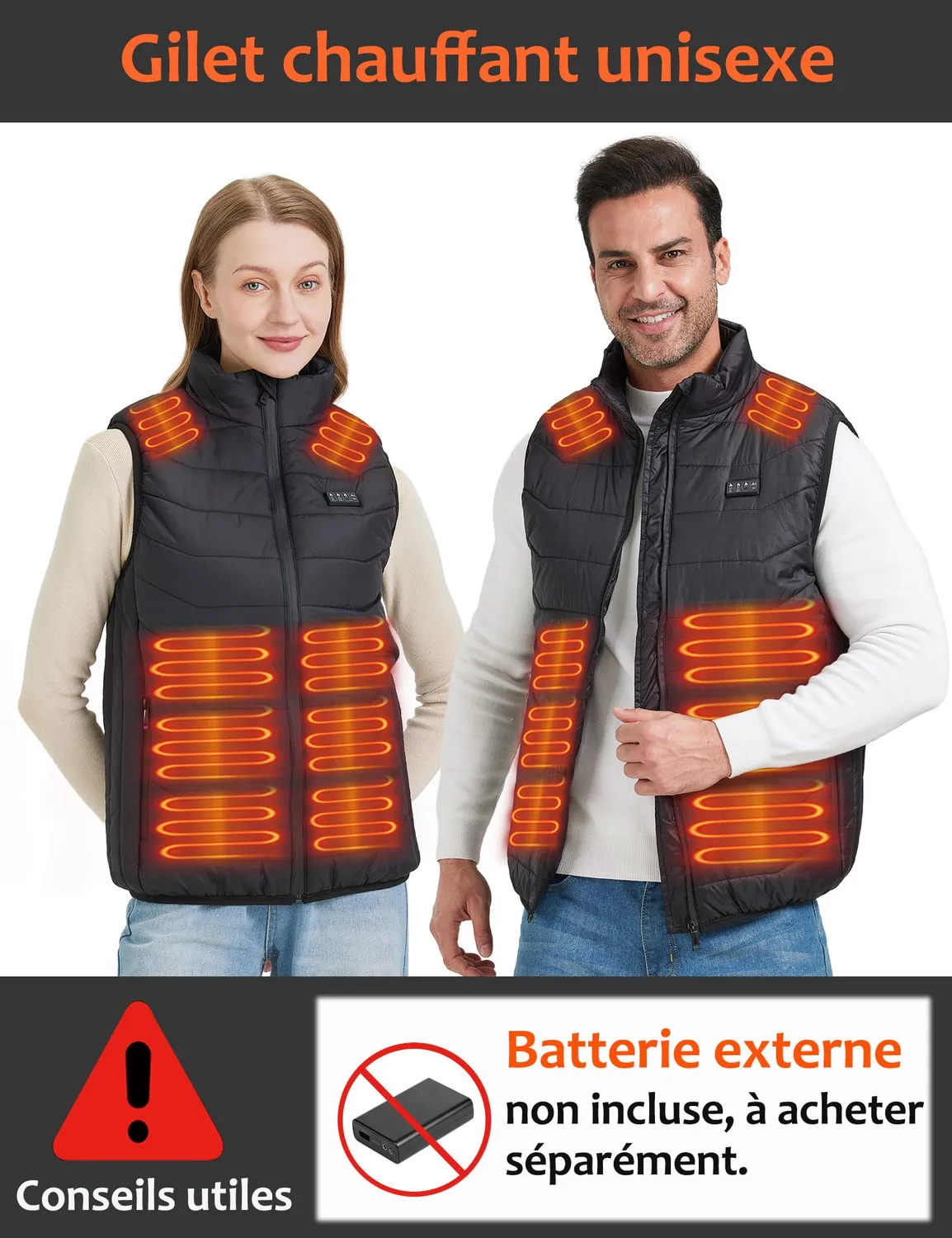 Vapesoon gilet chauffant 26 zones taille L noir
