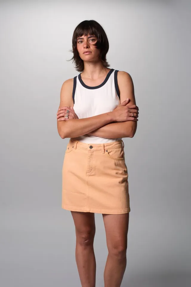 Cotelé Paris Jupe Mel pêche jean léger
