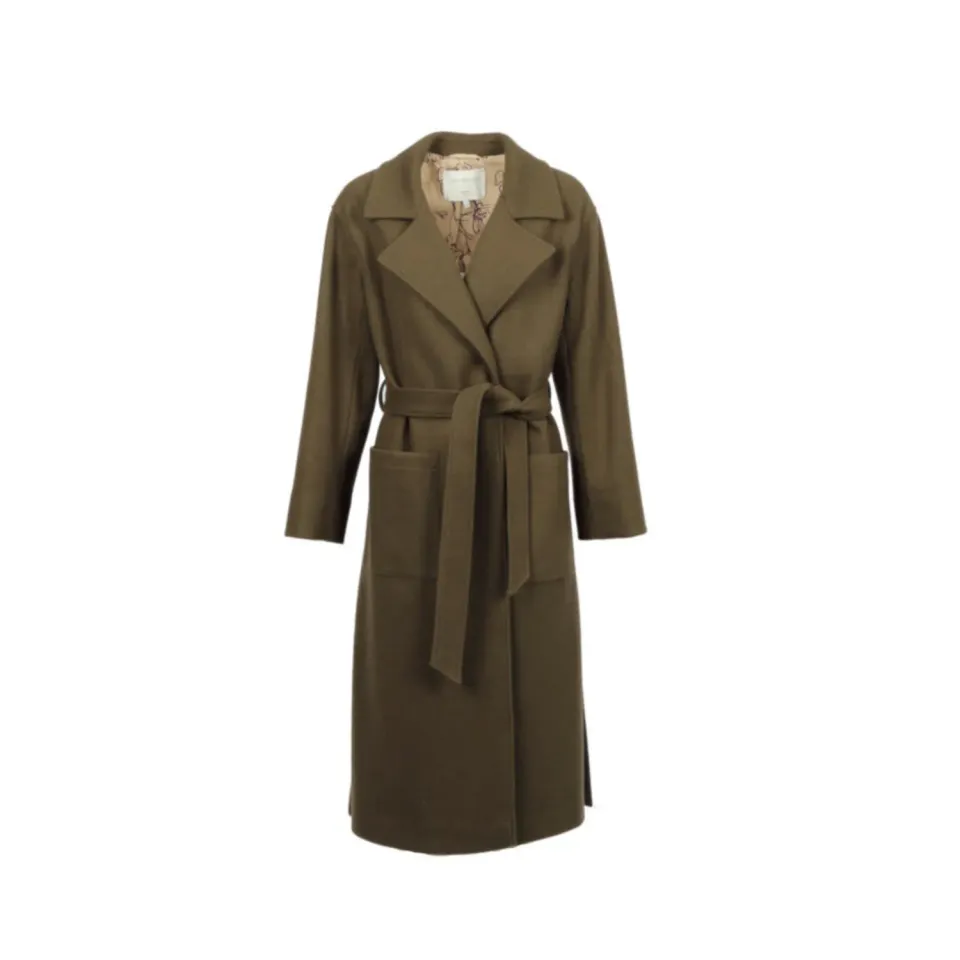 Oakwood Reality manteau laine kaki foncé ceinture