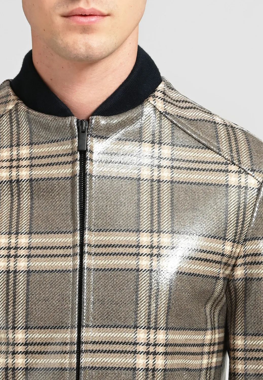 Pierre Talamon Teddy blouson à carreaux chaud