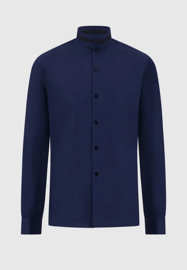 Pierre Talamon navy col officier chemise coton