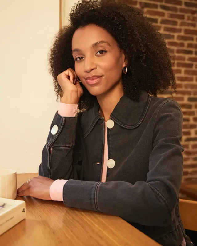 Cotelé Paris Daisy veste jean anthracite denim