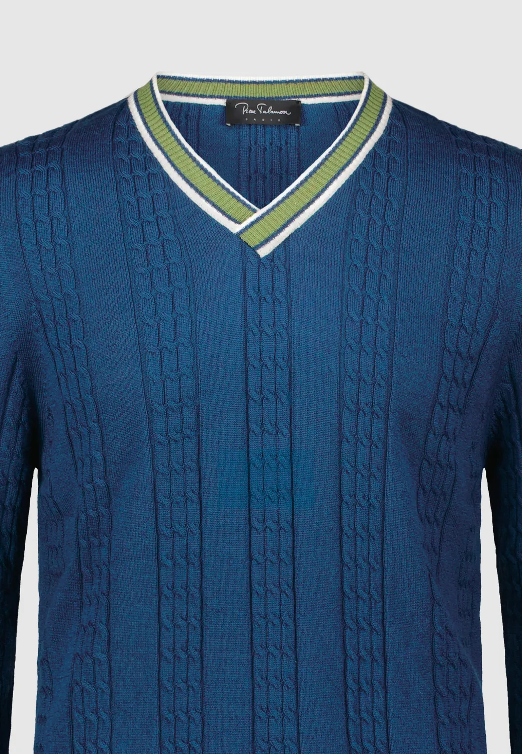 Pierre Talamon Torsadé pull bleu maille hiver