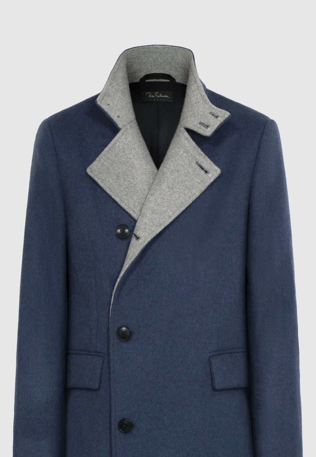 Pierre Talamon col officier manteau bleu gris laine