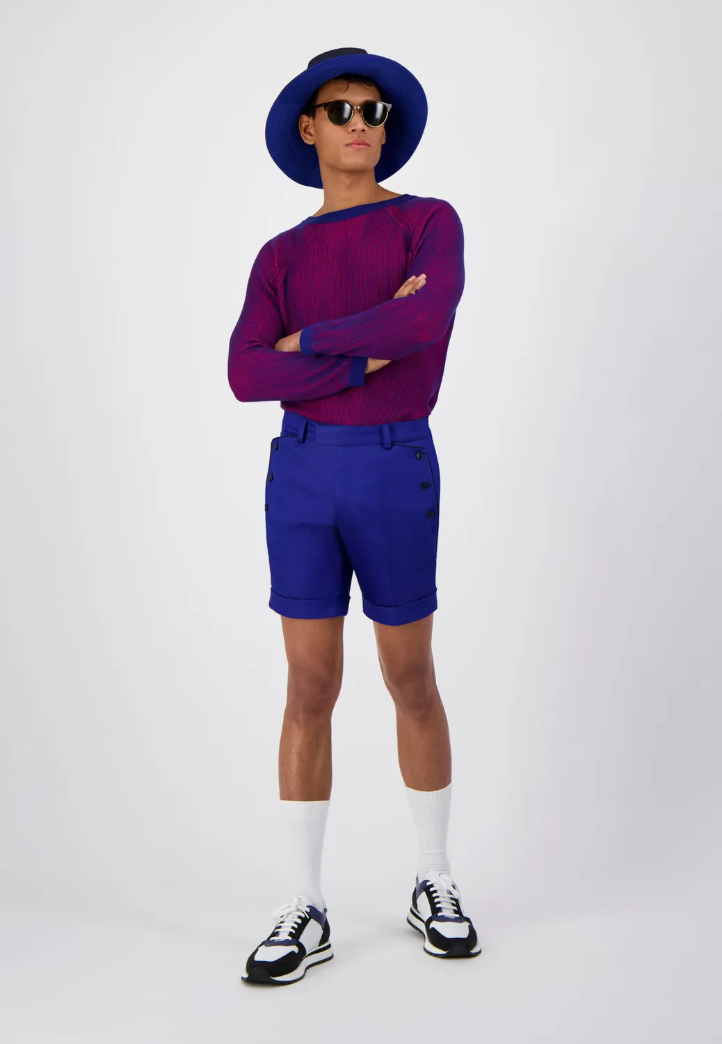Pierre Talamon Xavier bermuda bleu homme