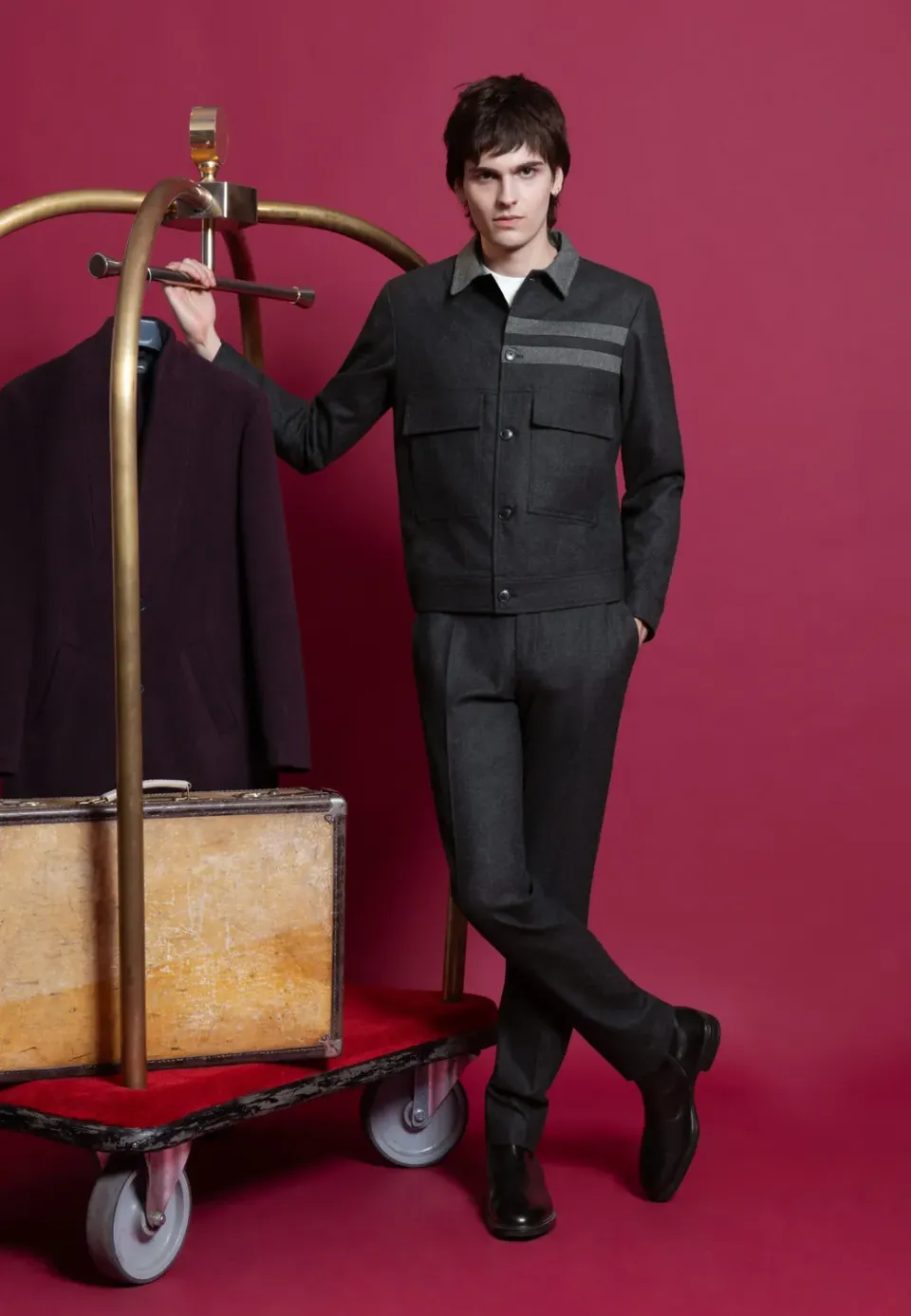 Pierre Talamon blouson flanelle grise boutonné homme